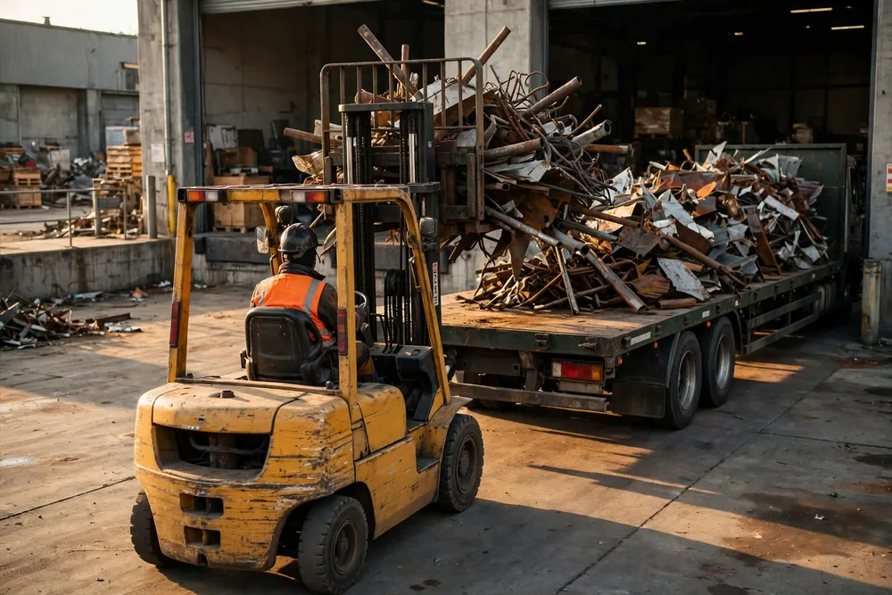 How It Works 1 Forklift loading scrap metal onto a truck